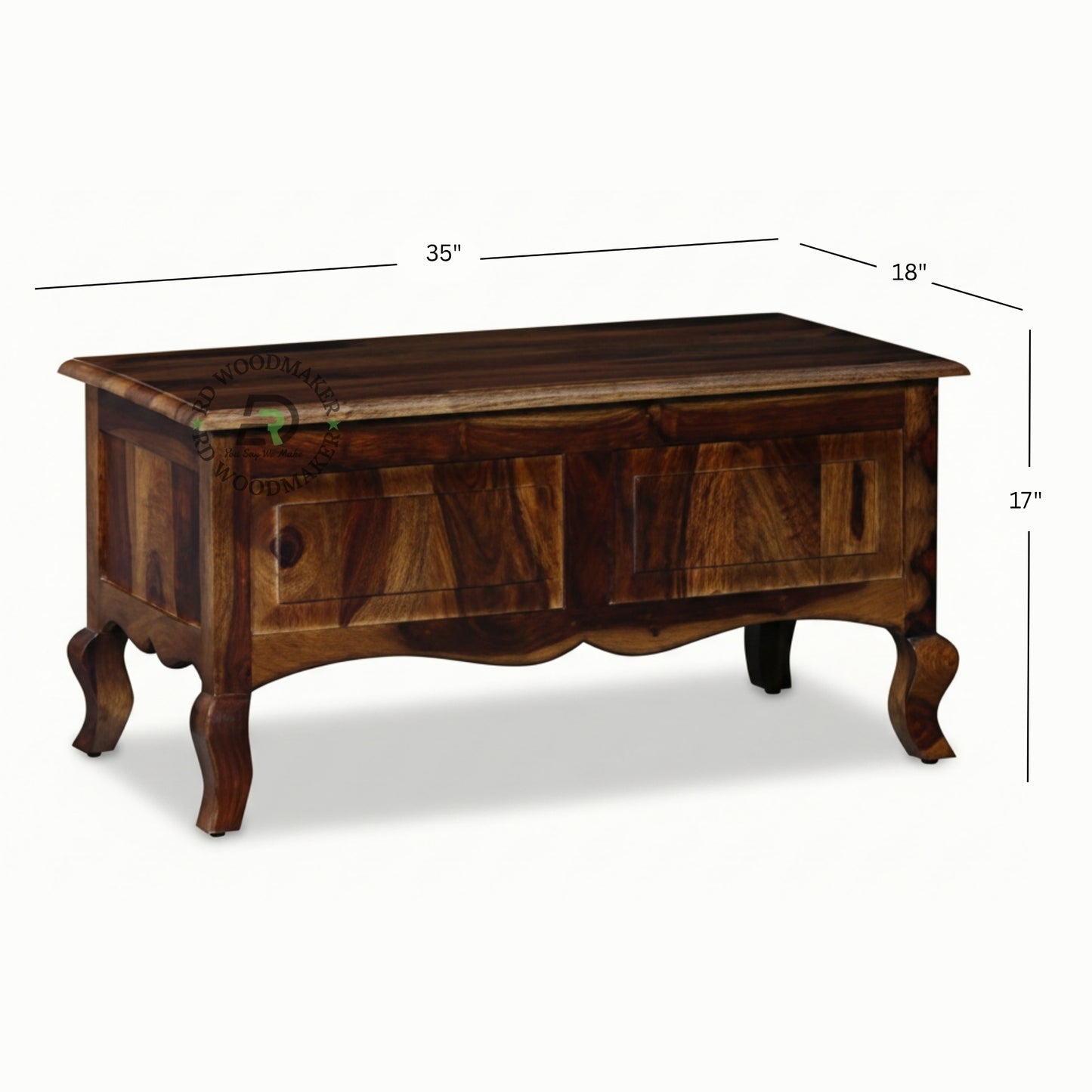 CLASSIC CURVED LEG WOODEN STORAGE TRUNK WITH DRAWER DESIGN