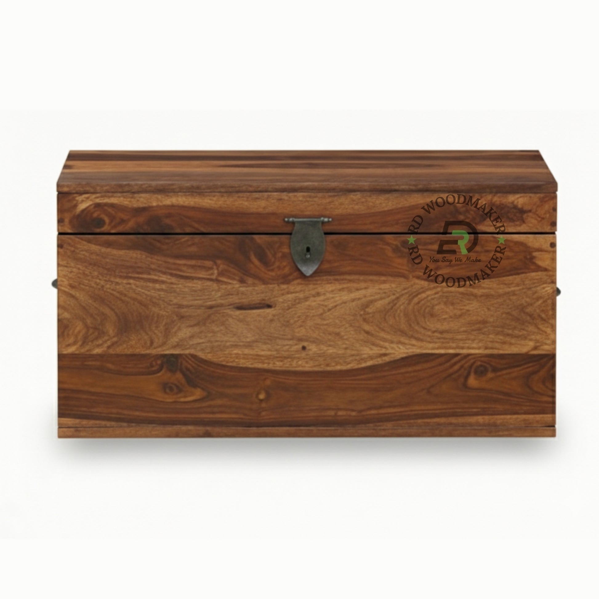 SHEESHAM WOOD LOCKABLE STORAGE TRUNK WITH METAL LATCH