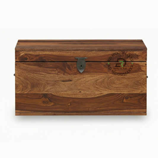 SHEESHAM WOOD LOCKABLE STORAGE TRUNK WITH METAL LATCH
