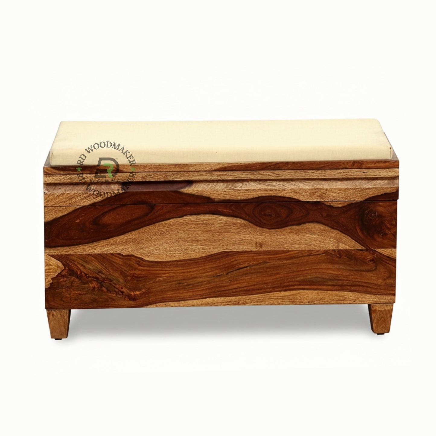 MODERN UPHOLSTERED TOP WOODEN STORAGE BENCH TRUNK