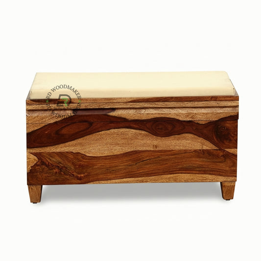 MODERN UPHOLSTERED TOP WOODEN STORAGE BENCH TRUNK