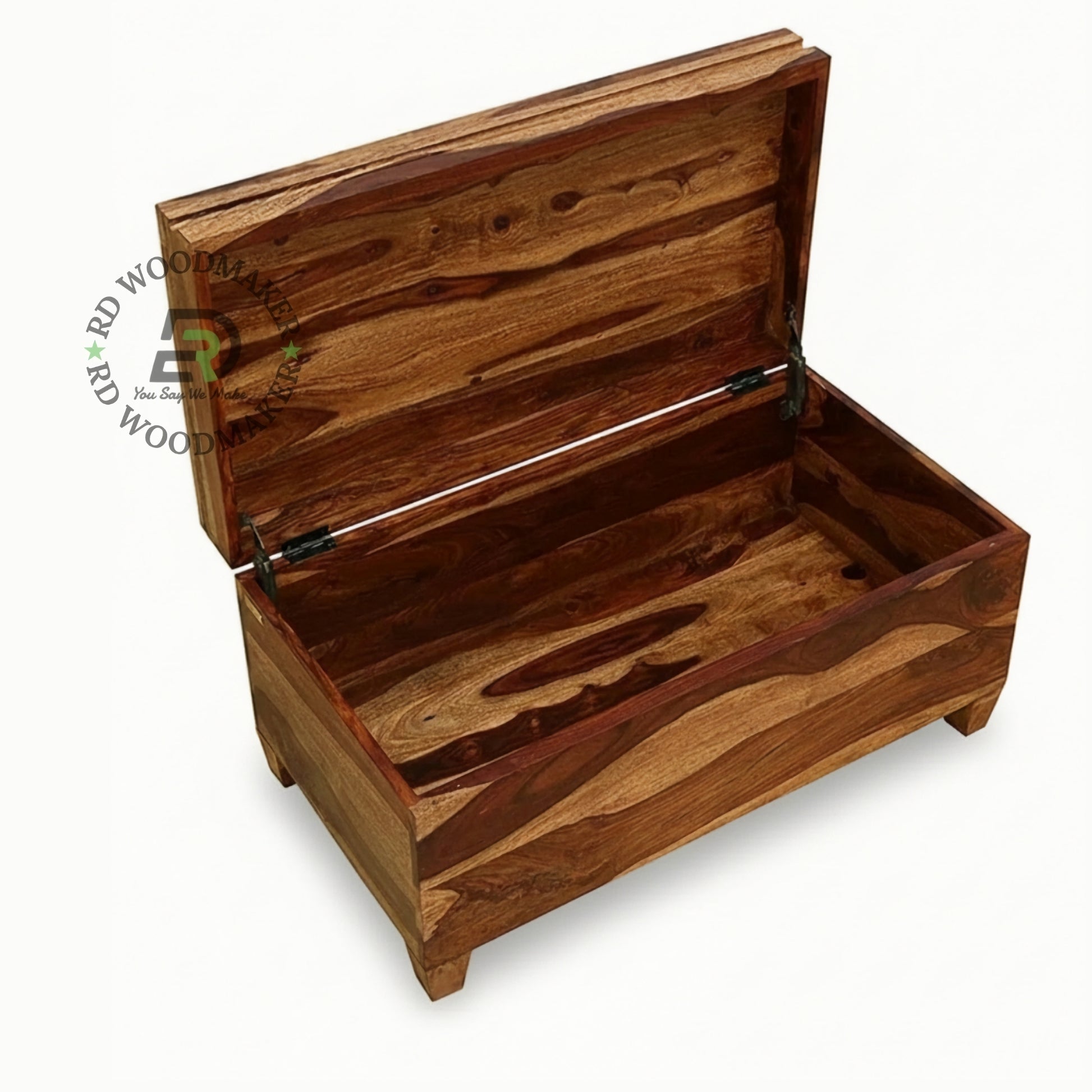 MODERN UPHOLSTERED TOP WOODEN STORAGE BENCH TRUNK