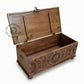 TRADITIONAL HANDCARVED FLORAL WOODEN STORAGE TRUNK