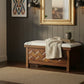 UPHOLSTERED TOP ZIGZAG PATTERN WOODEN STORAGE BENCH TRUNK