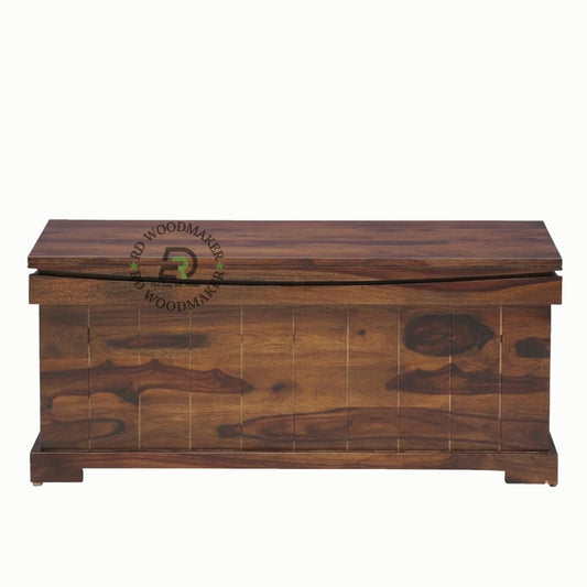 SIMPLE SOLID WOOD STORAGE TRUNK WITH NATURAL GRAIN FINISH