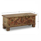 HANDCRAFTED DISTRESSED FLORAL CARVED WOODEN STORAGE TRUNK