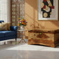 NATURAL SHEESHAM WOOD STORAGE TRUNK WITH CURVED BASE DESIGN