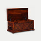 HANDCRAFTED WOODEN TRUNK WITH LATTICE CARVED FRONT PANEL