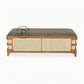 CANE PANEL UPHOLSTERED BENCH STYLE STORAGE TRUNK
