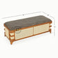 CANE PANEL UPHOLSTERED BENCH STYLE STORAGE TRUNK