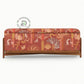 PRINTED FABRIC UPHOLSTERED STORAGE BENCH TRUNK WITH WOOD FRAME