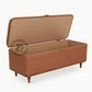 UPHOLSTERED ORANGE FABRIC STORAGE WOODEN TRUNK BENCH