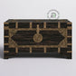 DISTRESSED BLACK ANTIQUE STYLE WOODEN STORAGE CHEST WITH METAL DETAILS