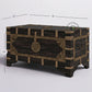 DISTRESSED BLACK ANTIQUE STYLE WOODEN STORAGE CHEST WITH METAL DETAILS