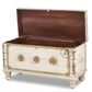 RUSTIC WHITE DISTRESSED HANDCRAFTED STORAGE TRUNK WITH METAL DETAILING
