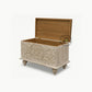 COMPACT HANDCARVED FLORAL WOODEN STORAGE TRUNK WITH NATURAL TOP