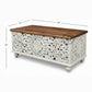 HAND-CARVED DISTRESSED WHITE FLORAL WOODEN STORAGE TRUNK