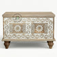 TWO-TONE FLORAL CARVED COMPACT WOODEN TRUNK