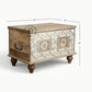 TWO-TONE FLORAL CARVED COMPACT WOODEN TRUNK