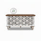 HONEYCOMB FLORAL CARVED DISTRESSED WHITE WOODEN TRUNK