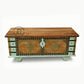 VINTAGE BOHEMIAN MULTICOLOR BRASS ACCENT WOODEN TRUNK