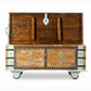VINTAGE BOHEMIAN MULTICOLOR BRASS ACCENT WOODEN TRUNK