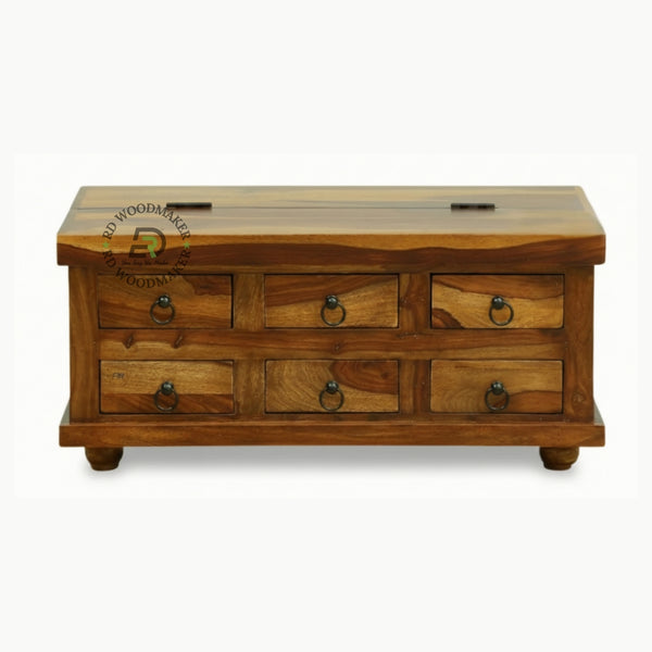 CLASSIC SOLID WOOD 6-DRAWER STYLE STORAGE TRUNK