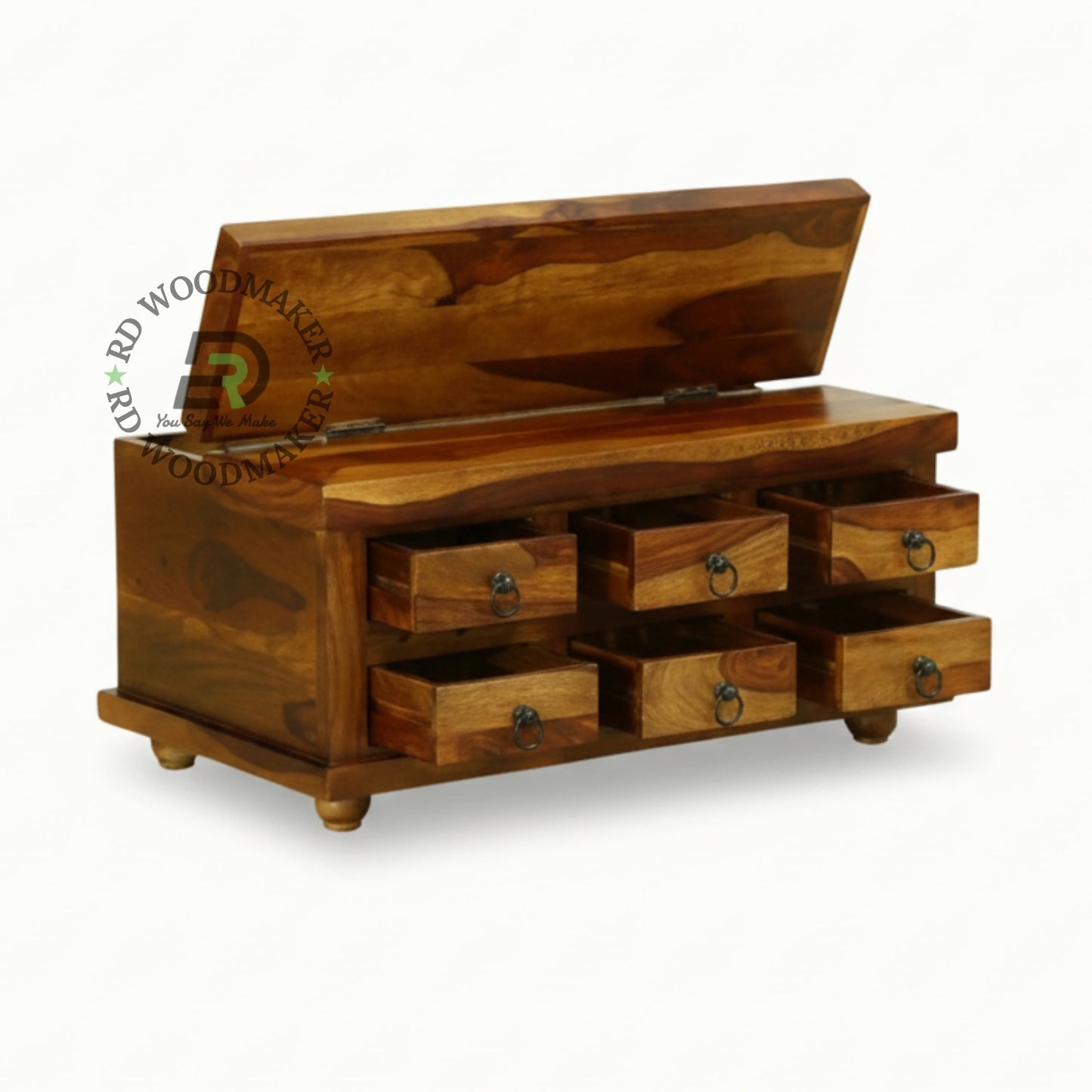 CLASSIC SOLID WOOD 6-DRAWER STYLE STORAGE TRUNK