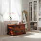 SOLID WOOD TRUNK WITH DRAWERS AND METAL HANDLES