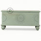 SAGE GREEN CARVED MANDALA WOODEN STORAGE TRUNK