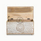 DISTRESSED WHITE SUNBURST CARVED WOODEN TRUNK