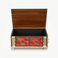 VINTAGE RED DISTRESSED BRASS ACCENT WOODEN TRUNK