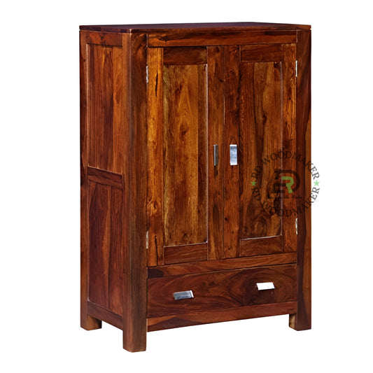 SOLID WOOD 2-DOOR ACCENT CABINET WITH BOTTOM DRAWER