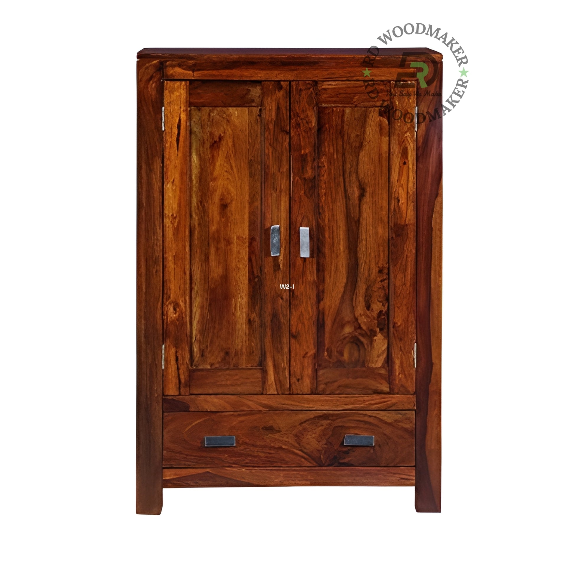 SOLID WOOD 2-DOOR ACCENT CABINET WITH BOTTOM DRAWER