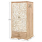 HAND-CARVED DISTRESSED WOOD 2-DOOR WARDROBE WITH DRAWER
