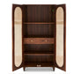 BOHO SOLID WOOD 2-DOOR WARDROBE WITH ARCHED RATTAN PANELS