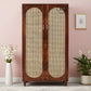 BOHO SOLID WOOD 2-DOOR WARDROBE WITH ARCHED RATTAN PANELS