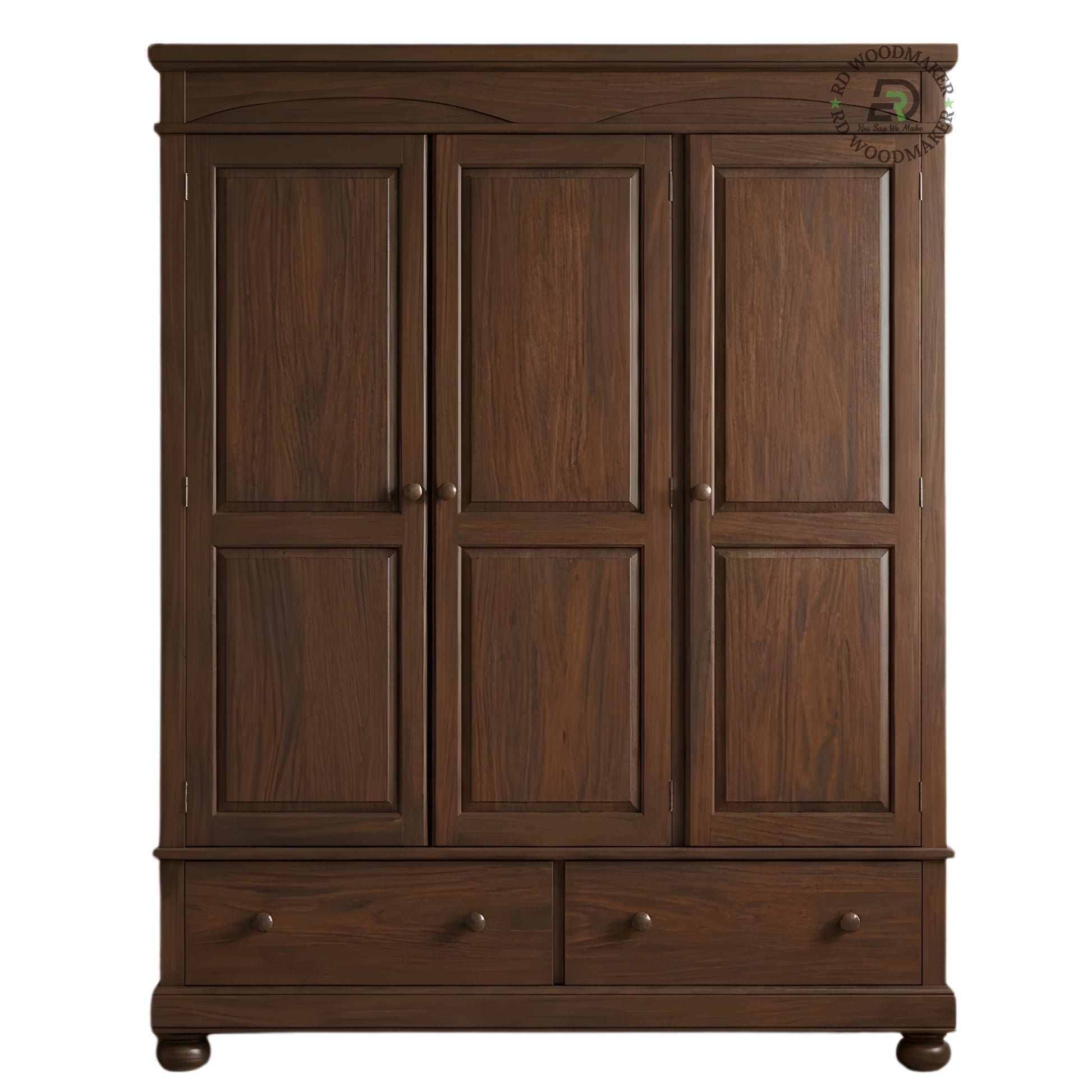 TRADITIONAL SOLID WOOD 3-DOOR WARDROBE WITH 2 DRAWERS