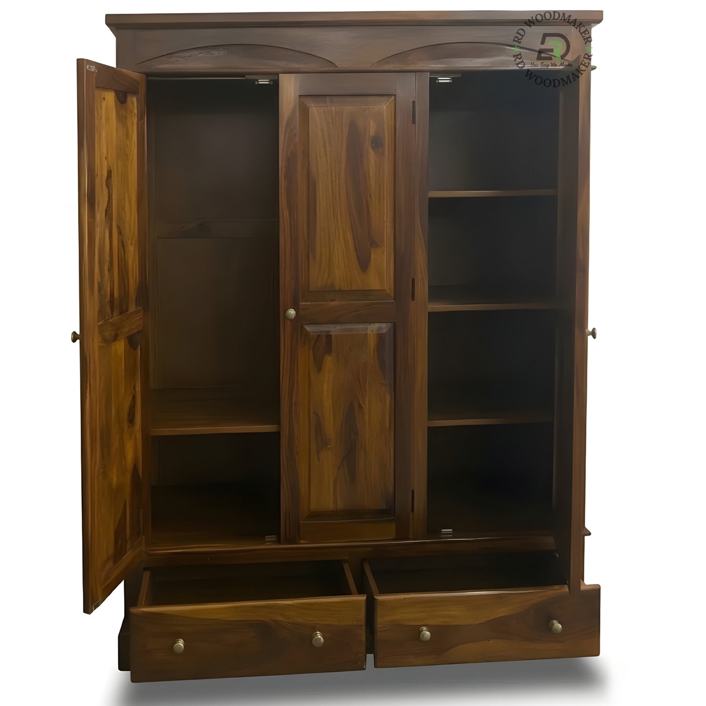 TRADITIONAL SOLID WOOD 3-DOOR WARDROBE WITH 2 DRAWERS
