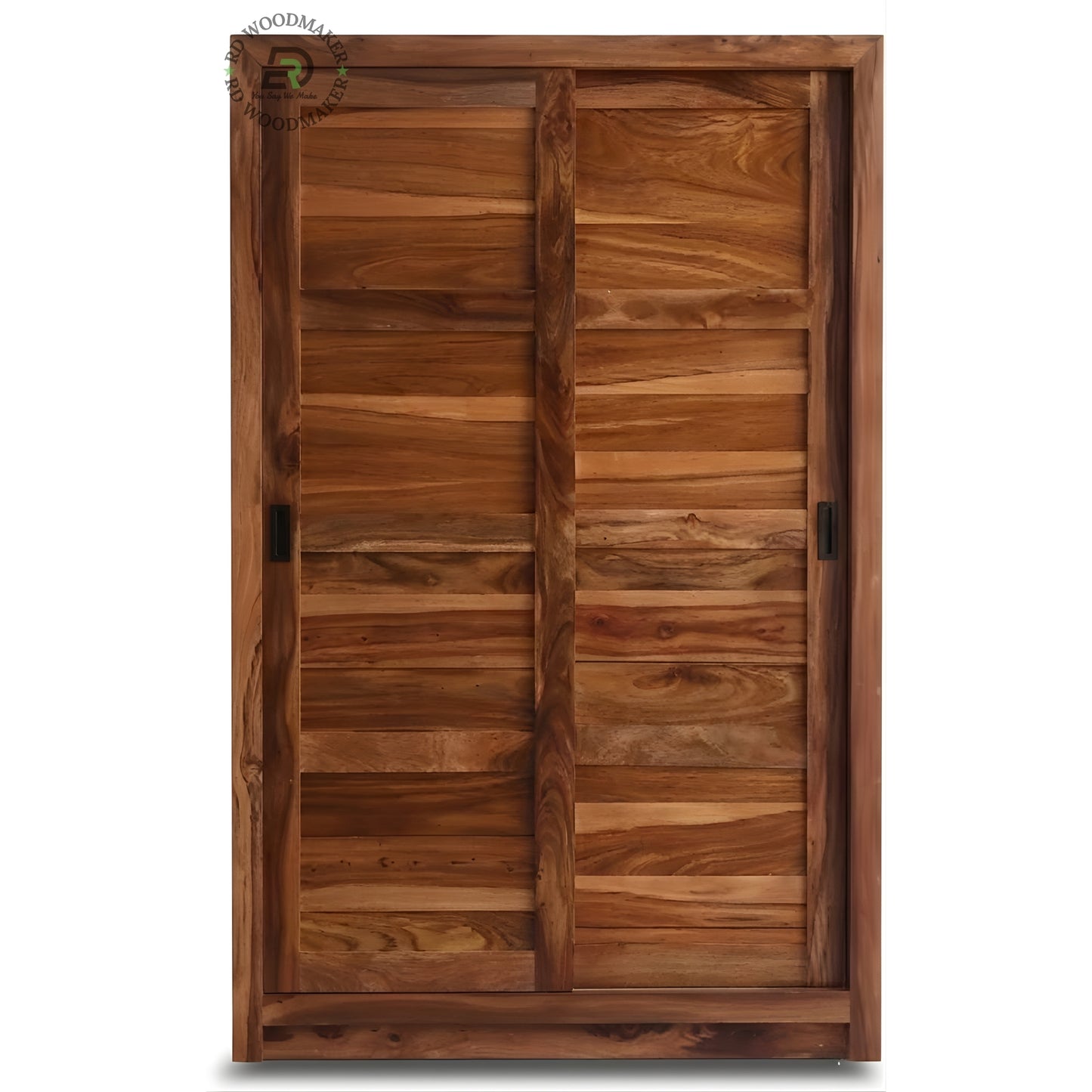 MODERN HORIZONTAL SLATTED SOLID WOOD 2-DOOR WARDROBE