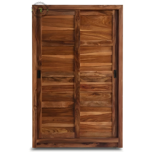 MODERN HORIZONTAL SLATTED SOLID WOOD 2-DOOR WARDROBE