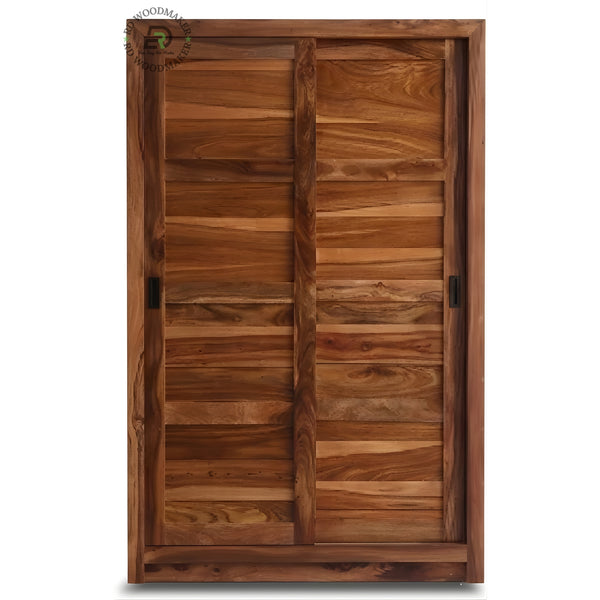 MODERN HORIZONTAL SLATTED SOLID WOOD 2-DOOR WARDROBE