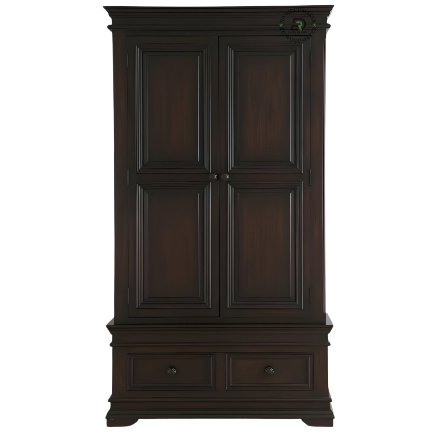 CLASSIC DARK ESPRESSO 2-DOOR WARDROBE WITH 2 DRAWERS