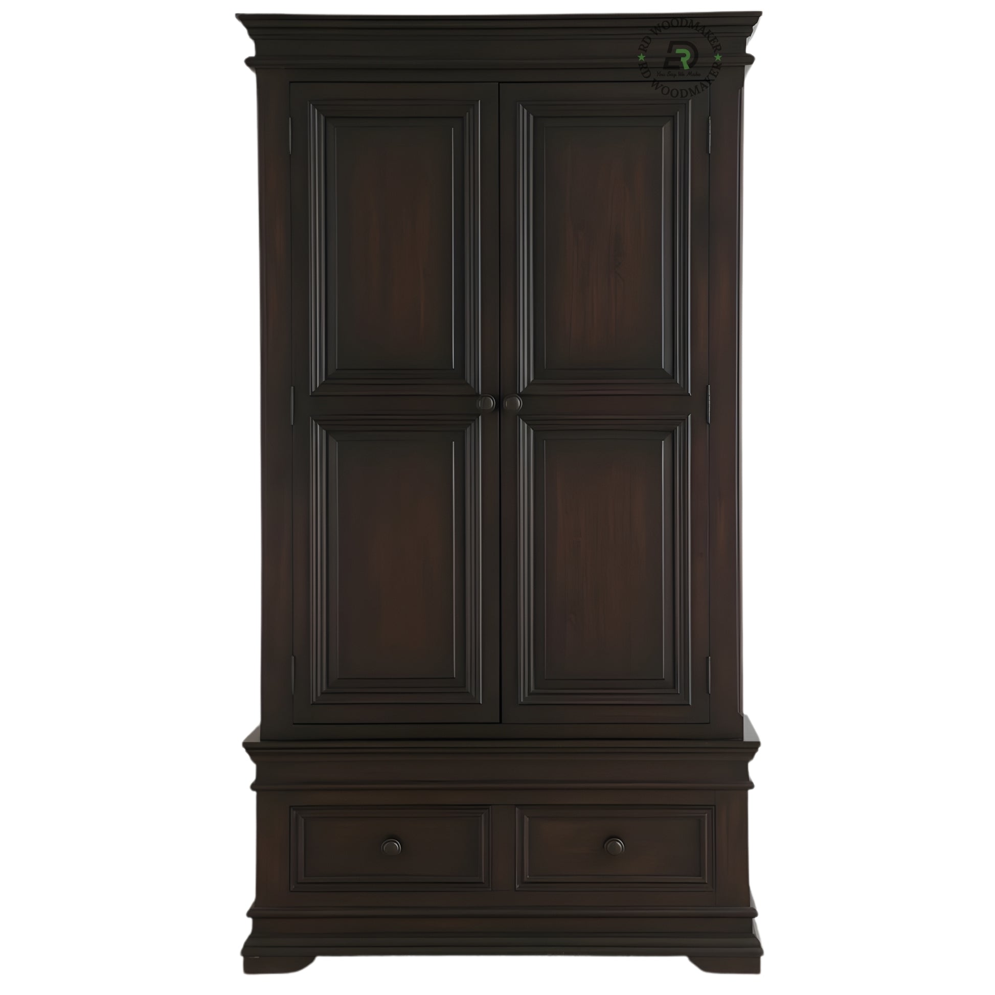 CLASSIC DARK ESPRESSO 2-DOOR WARDROBE WITH 2 DRAWERS