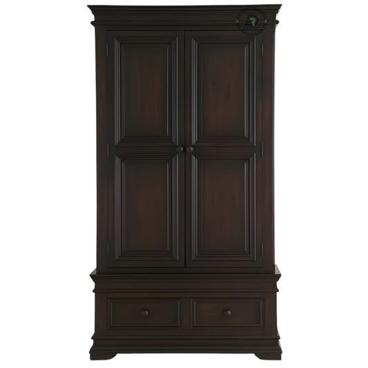 CLASSIC DARK ESPRESSO 2-DOOR WARDROBE WITH 2 DRAWERS