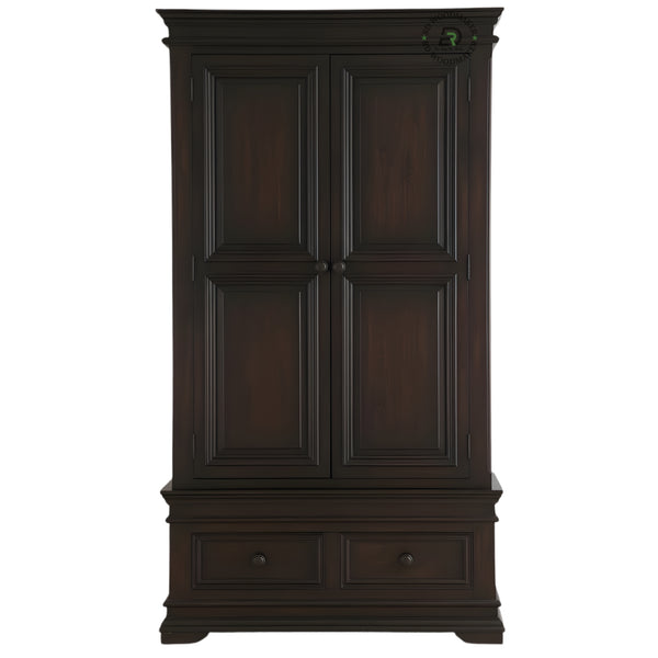 CLASSIC DARK ESPRESSO 2-DOOR WARDROBE WITH 2 DRAWERS