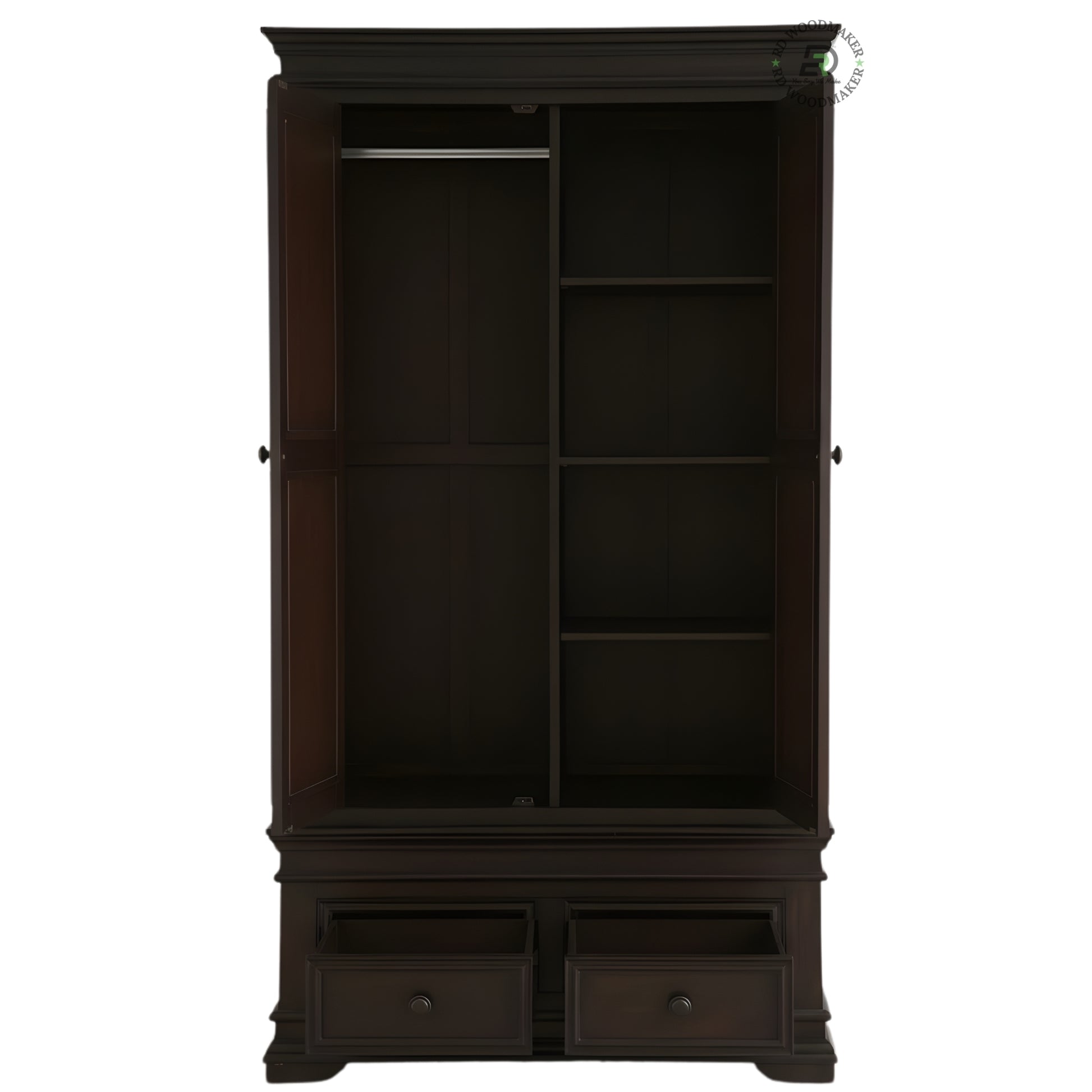 CLASSIC DARK ESPRESSO 2-DOOR WARDROBE WITH 2 DRAWERS