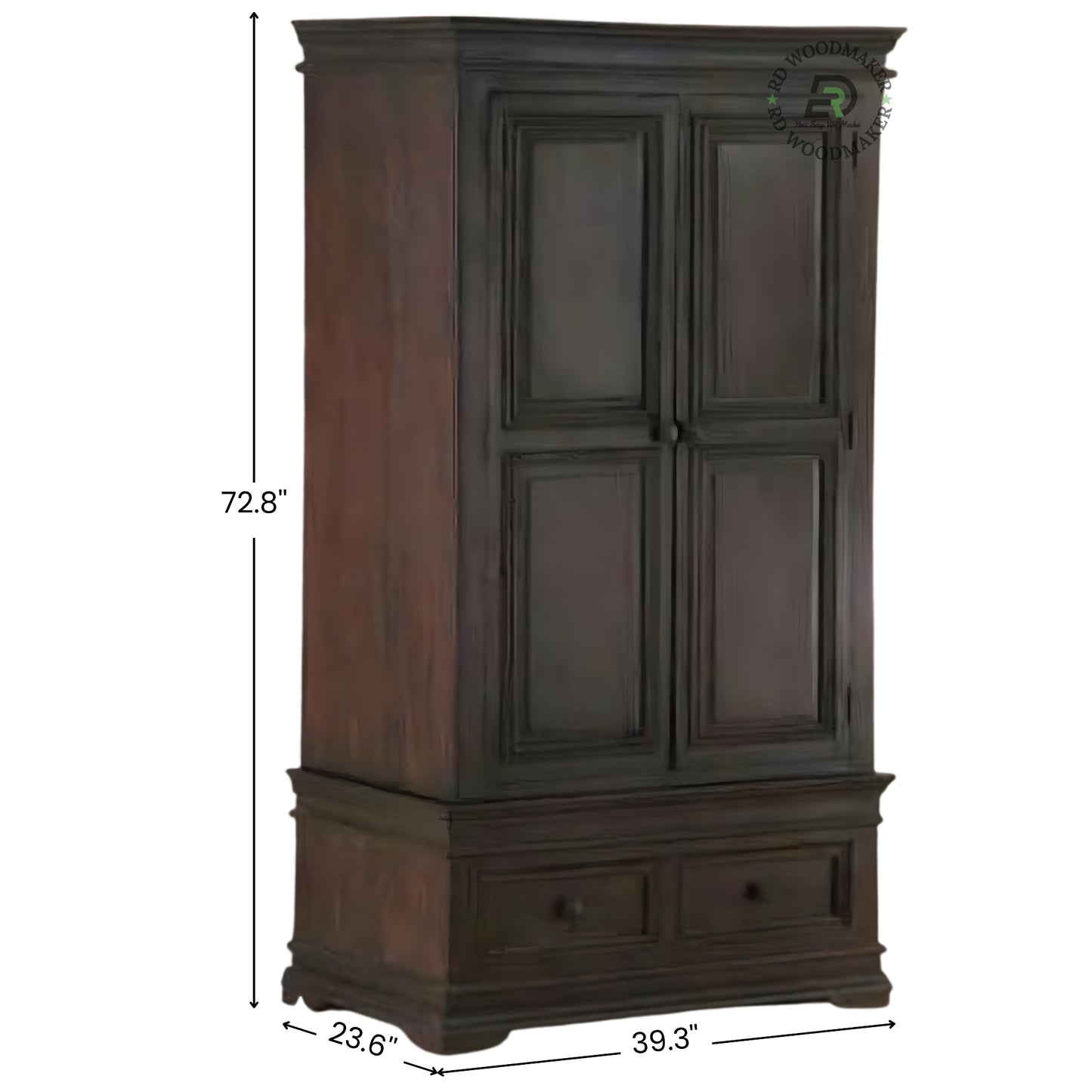 CLASSIC DARK ESPRESSO 2-DOOR WARDROBE WITH 2 DRAWERS