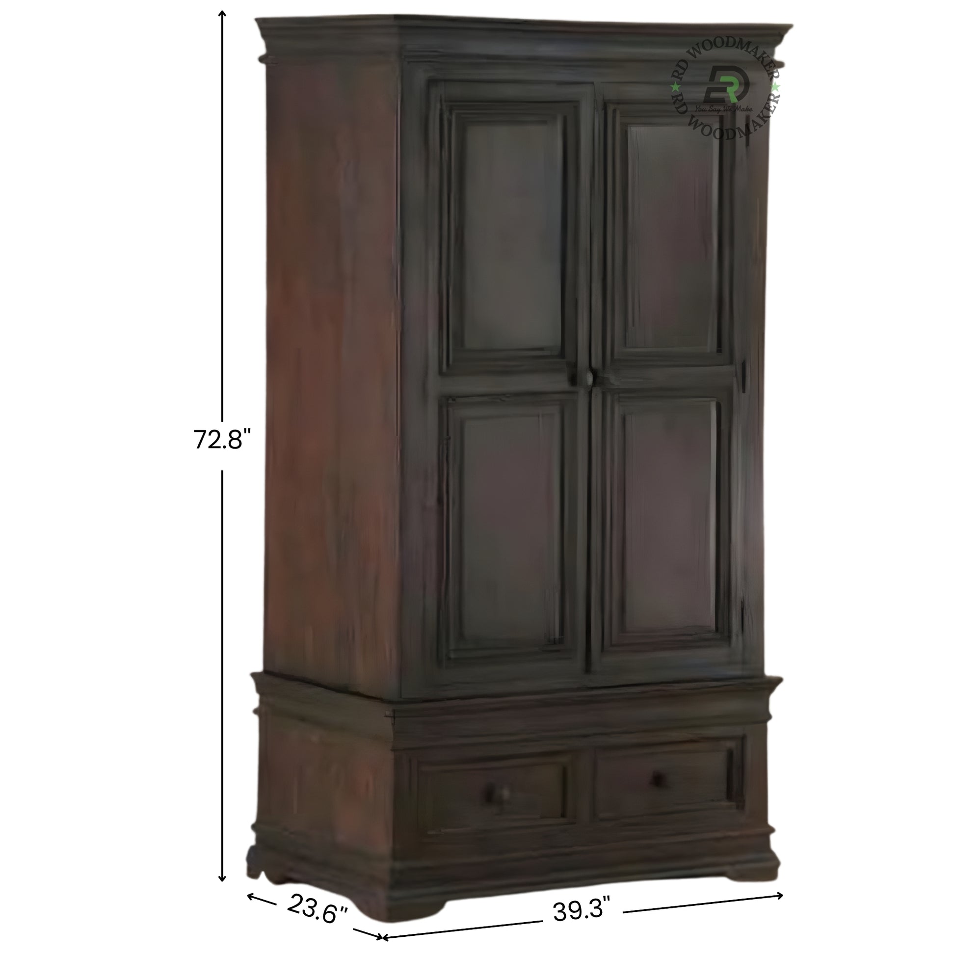 CLASSIC DARK ESPRESSO 2-DOOR WARDROBE WITH 2 DRAWERS
