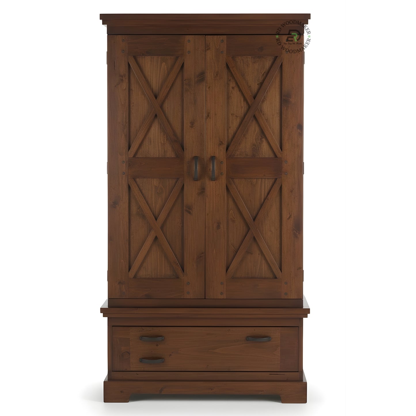RUSTIC BARN DOOR SOLID WOOD WARDROBE WITH DRAWER
